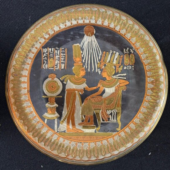 Set of 2 Vintage Egyptian Metal Wall Plates - Hosny Gomaa - Handcrafted - Picture 4 of 4
